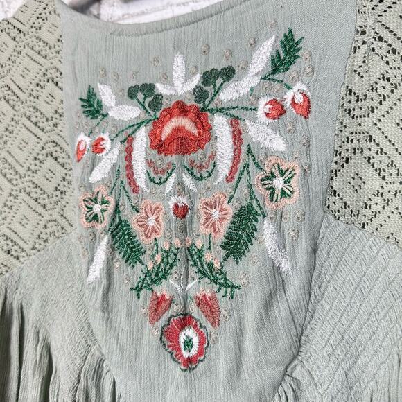 Free People Sage Green Embroidered Mini Dress - Picture 10 of 12